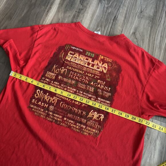 Carolina Rebellion 2015 T-Shirt Men's Size L Red Slipknot Marilyn Manson Korn - Picture 7 of 8